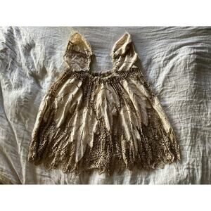 Vintage LIM’S feather embroidered crochet lace mini dress M